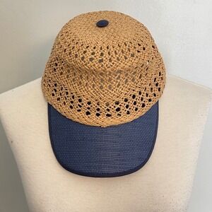 Magid Hats Women's Woven Straw Baseball Cap Navy Blue